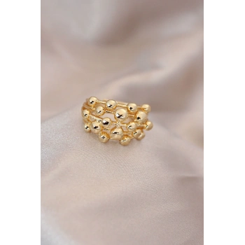 ÇOK SATAN Ayarlamalı Gold Renk Metal Bombeli Boluncuk Model Yüzük