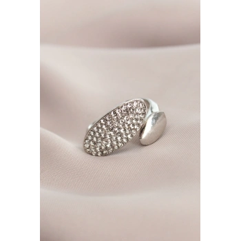 ÇOK SATAN Ayarlanabilir Gümüş Renk Zirkon Taşlı Virgül Yüzük