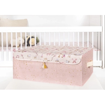 ÇOK SATAN Baby Püsküllü Kapaklı Kutu Düzenleyici Çok Amaçlı Organizer Kutu Baza Boy (pembe) -04249