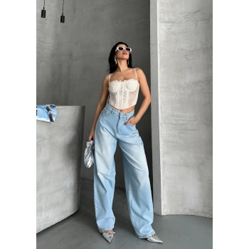 ÇOK SATAN Baggy süper taş bıyık yıkama buz mavi d2007