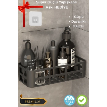 ÇOK SATAN Banyo Düzenleyici Organizer Şampuanlık Havlupan Askısı Havluluk Siyah Banyo Duş Rafı Mutfak Rafı