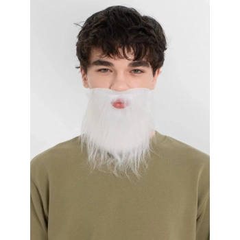 ÇOK SATAN Beyaz Kırçıllı Arkadan Lastikli Beyaz Takma Sakal Yetişkin Çocuk Uyumlu