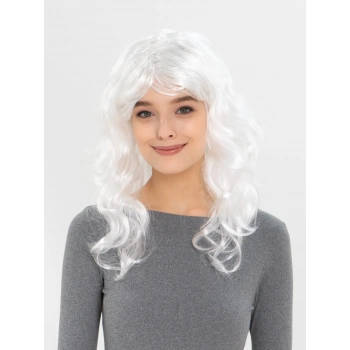 ÇOK SATAN Beyaz Renk Kahküllü Dalgalı Uzun Parti Peruğu