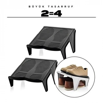 ÇOK SATAN BFS 2li Ayakkabı Düzenleyici Twin Set – Çift Katlı Tasarım | Dolap İçi Alan Tasarrufu | Kaymaz Yüzey