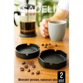 ÇOK SATAN BFS 2 li Karbon Plastik Küllük Seti  - Masaüstü Küllük  Kaymaz, Hafif ve Şık Tasarım