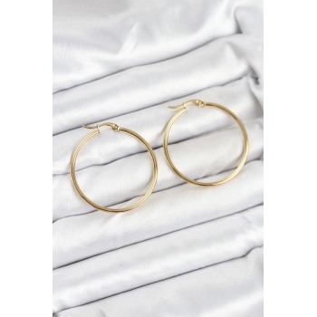 ÇOK SATAN BFS 316L Çelik Gold Renk 35 mm Halka Kadın Küpe