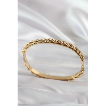 ÇOK SATAN BFS 316L Çelik Gold Renk Burgu Zincir Model Kadın Kelepçe