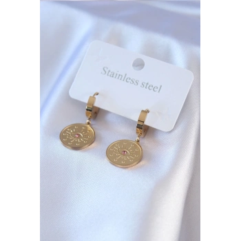 ÇOK SATAN BFS 316L Çelik Gold Renk Göz İşleme Zirkon Taş Detay Kadın Küpe