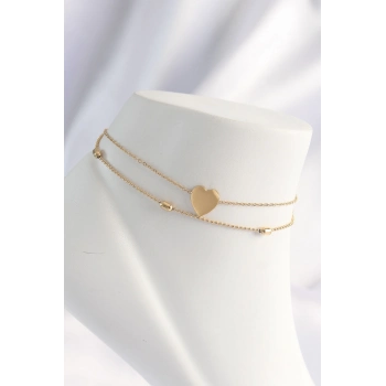 ÇOK SATAN BFS 316L Çelik Gold Renk Kalp Tasarımlı 2li Halhal