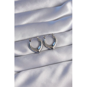 ÇOK SATAN BFS 316L Çelik Gümüş Renk İçi Oval Tasarımlı Küpe