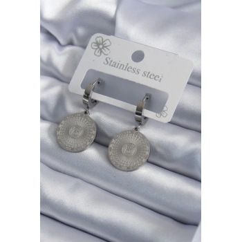 ÇOK SATAN BFS 316L Çelik Gümüş Renk İşleme Detay Kadın Küpe