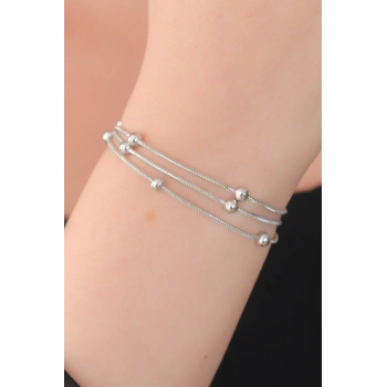 ÇOK SATAN BFS 316L Çelik Gümüş Renk Minimal Top Figür Kadın Bileklik