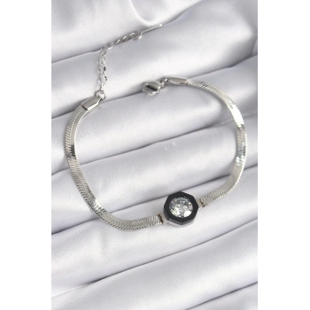 ÇOK SATAN BFS 316L Çelik Gümüş Renk Zirkon Taşlı İtalyan Zincir Model Kadın Bileklik