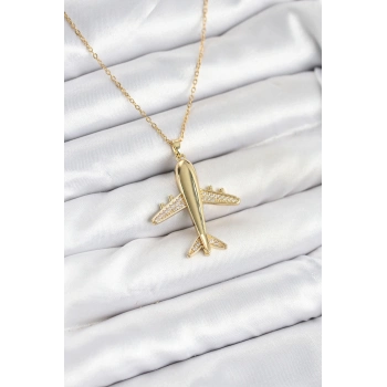 ÇOK SATAN BFS 316L Çelik Zincir Gold Renk Uçak Model Kadın Kolye