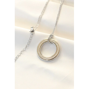 ÇOK SATAN BFS 316L Çelik Zirkon Taşlı Çift Renkli Tifany Kolye