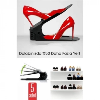 ÇOK SATAN BFS 5’li Ayakkabı Düzenleyici Set – Çift Katlı Tasarım | Dolap İçi Alan Tasarrufu | Ayarlanabilir Yükseklik