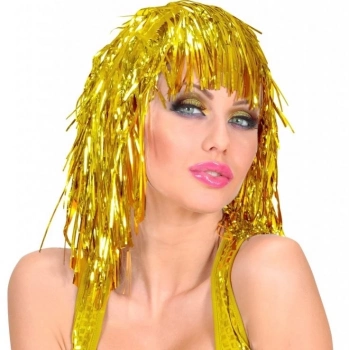 ÇOK SATAN BFS Altın Sarısı Işıltılı Metalize Parti Peruğu