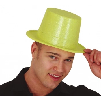 ÇOK SATAN BFS     Floresan Sarı Renk Simli Uzun Fötr Melon Şapka 12 cm