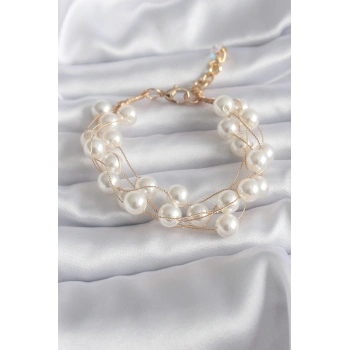 ÇOK SATAN BFS Gold Renk İnci Model Kadın Bileklik