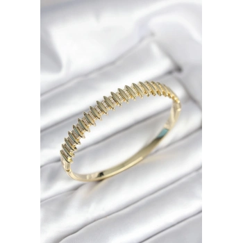 ÇOK SATAN BFS Gold Renk Zirkon Taşlı Pirinç Kadın Kelepçe