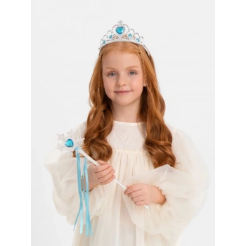 ÇOK SATAN BFS  Karlar Ülkesi Elsa Mavi Kalp Tacı ve Kar Temalı Asa Seti