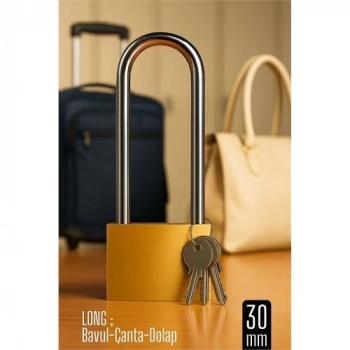 ÇOK SATAN BFS Long 30 mm Uzun Kelepçeli Bavul ve Çanta Asma Kilidi – 3 Anahtarlı, Dolap ve Seyahat İçin Güvenli