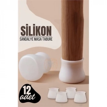 ÇOK SATAN BFS  Masa ve Sandalye Ayak Koruyucu Silikon Zemin Koruyucu BEYAZ 12 ADET