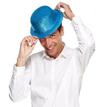 ÇOK SATAN BFS     Mavi Renk Simli Melon Yuvarlak Parti Şapkası 24x26 cm