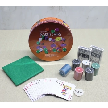 ÇOK SATAN BFS Metal Kutulu 120 Chip Ve 2 Adet İskambil  Kağit Setine Sahip Poker Oyunu Alk3535