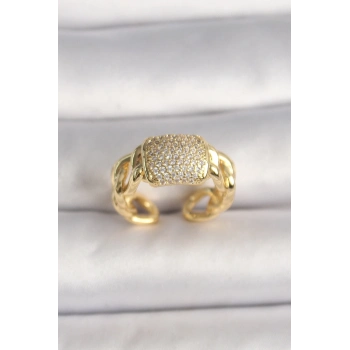 ÇOK SATAN BFS Pirinç Gold Renk Ayarlanabilir Zirkon Taşlı Kadın Yüzük