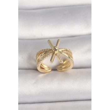 ÇOK SATAN BFS Pirinç Gold Renk Ayarlanabilir Ziron Taşlı Kadın Yüzük