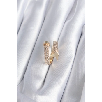ÇOK SATAN BFS Pirinç Gold Renk Çivi Model Zirkon Taşlı Kadın Yüzük