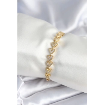 ÇOK SATAN BFS Pirinç Gold Renk Kalp Model Kadın Bileklik