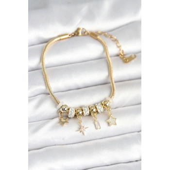 ÇOK SATAN BFS Pirinç Gold Renk Kutup Yıldızı Charmlı Kadın Bileklik