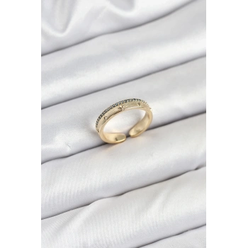 ÇOK SATAN BFS Pirinç Gold Renk Sıralı Zirkon Taşlı Kutup Yıldızı Model Kadın Yüzük