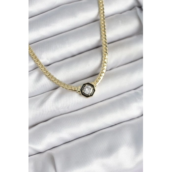 ÇOK SATAN BFS Pirinç Gold Renk Zirkon Taşlı Kadın Kolye