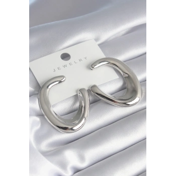 ÇOK SATAN BFS Pirinç Gümüş Renk Halka Model Kadın Küpe