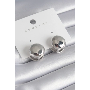 ÇOK SATAN BFS Pirinç Gümüş Renk İşleme Detay Top Model Kadın Küpe