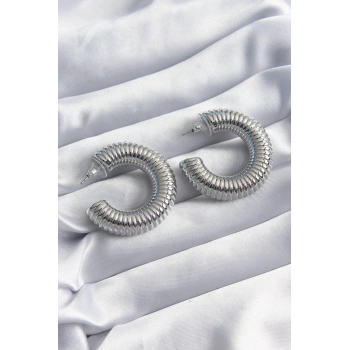 ÇOK SATAN BFS Pirinç Gümüş Renk İşleme Halka Model Kadın Küpe