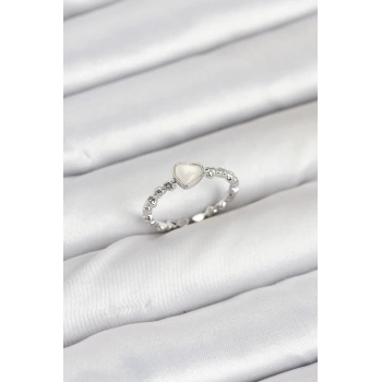 ÇOK SATAN BFS Pirinç Gümüş Renk Kalpli Model Kadın Yüzük