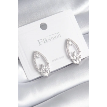 ÇOK SATAN BFS Pirinç Gümüş Renk Zirkon Taşlı Kadın Küpe