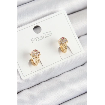 ÇOK SATAN BFS Pirinç Zirkon Taşlı Dondurma Model Gold Renk Çocuk Küpe