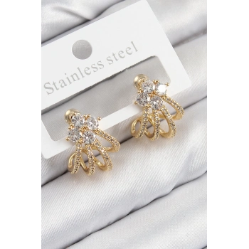 ÇOK SATAN BFS Pirinç Zirkon Taşlı Model Gold Renk Kadın Küpe