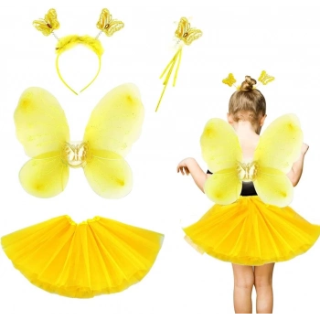ÇOK SATAN BFS  Sarı Kelebek Kostümü Çocuk - Sarı Kelebek Kostüm Aksesuar Seti 4 Parça