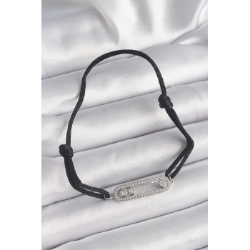 ÇOK SATAN BFS Siyah Renk İpli Asansör Zirkon Taşlı Gümüş Messika Model Kadın Bileklik