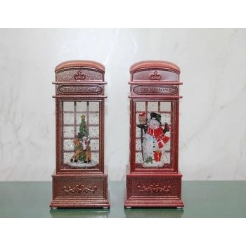 ÇOK SATAN BFS Telefon Kulübesi Tasarımı Yılbaşı Temalı Işıklı Müzikli Kar Küresi Alk3209