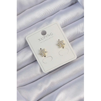 ÇOK SATAN BFS Xuping Gold Renk Zirkon Taşlı Yaprak Küpe