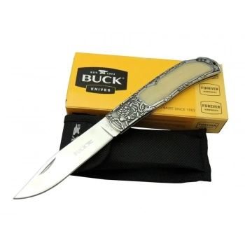 ÇOK SATAN Buck Knives BK-009WY Kamp Çakı 23 cm - Sedef &amp;amp; Metal Saplı, Kılıflı, Kutulu
