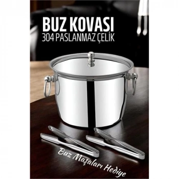 ÇOK SATAN BX Buz Kovası 304 Paslanmaz Çelik ve Buz Maşası Seti Buz Termosu