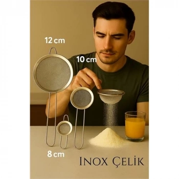ÇOK SATAN BX Inox Süzgeç Seti - 3 Boy Çok Amaçlı Süzgeç 304 Çelik Profesyoneller İçin